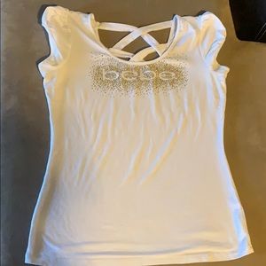 Bebe logo top with gold rhinestones